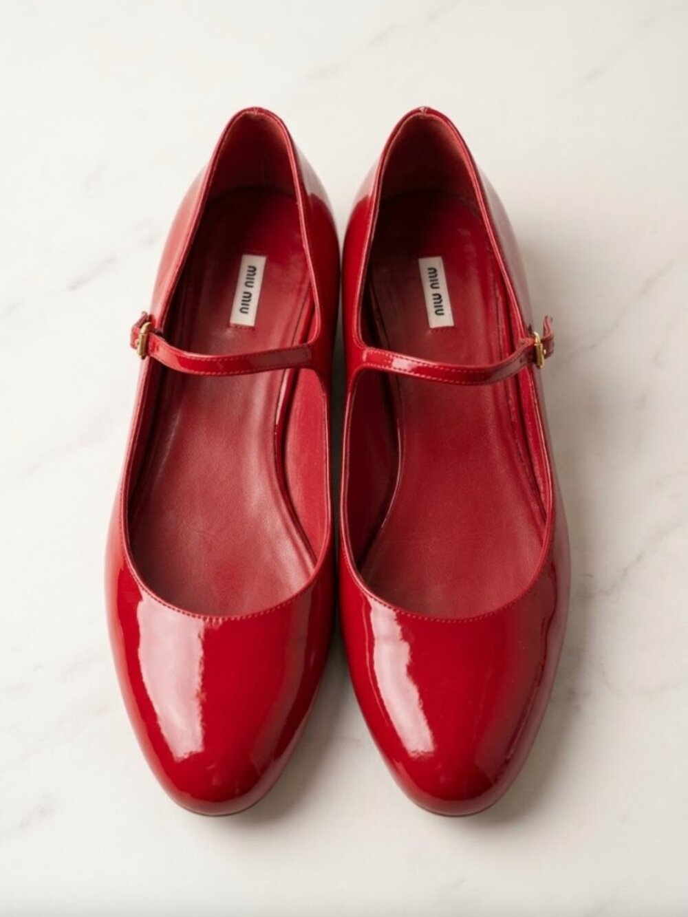 MIU MIU Vintage Patent Leather Mary Jane Flats Black Ballerina Pump Size 10